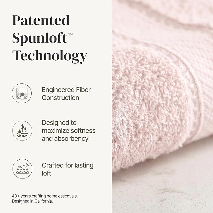 Modern Threads - Spun Loft 6-Piece 100% Combed Cotton Towel Set - Bath Towels, Hand Towels, & Washcloths - Super Absorbent & Quick Dry - 600 GSM - Soft & Plush, Blush