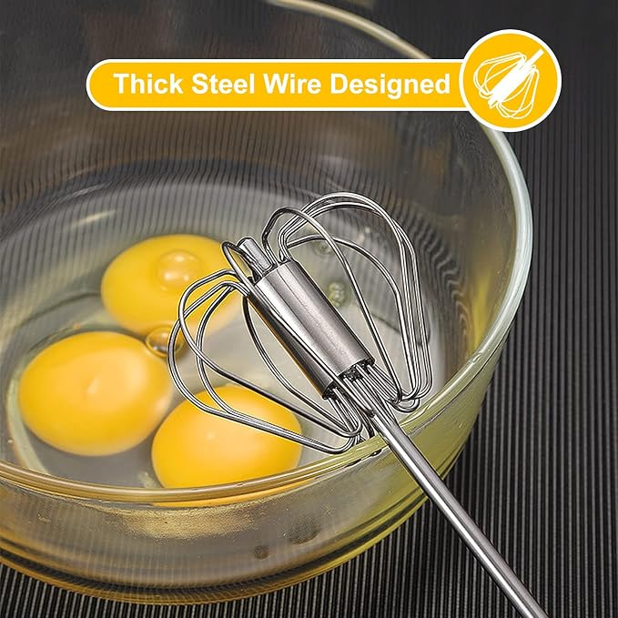 Egg Whisk,2 Pack Stainless Steel Home Kitchen Tool, Hand Easy Whisk Egg Beater Manual Mixer Blender for Whisking, Beating & Stirring (14 Inch and 10 Inch)
