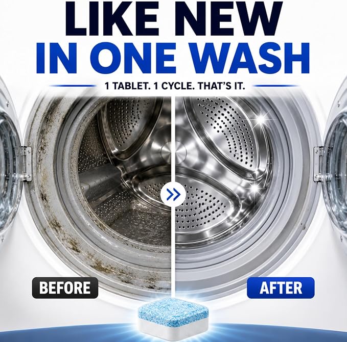 Washing Machine Cleaner Tablets - Penetrating Deep Clean Washer Cleaner Tablets For Front Loader And Top Load HE - Active Formula Tub Descaler Deodorizer