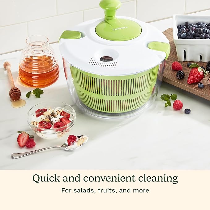Cuisinart Salad Spinner- Wash, Spin & Dry Salad Greens, Fruits & Vegetables, 3qt, CTG-00-SSAS | Wash & spin-dry produce with 3-qt salad spinner, lid lock, clear base/serving bowl, CTG-00-SSAS