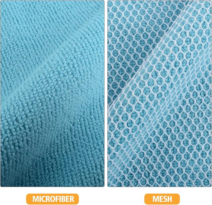 Dish Cloths for Washing Dishes with Scrub Side, Microfiber Dish Rags | Dual-sided microfiber dish cloths with scrubber for stuck-on food, quick dry kitchen washcloths 9 Pack, 7" x 7 Inch Blue