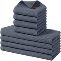 Homaxy 8 Pack 100% Cotton Kitchen Towels and Dishcloths Set, Dark Grey | 12 x 12 Inches and 13 x 28 Inches Kitchen Towels Set, Ultra Soft Absorbent Dish Cloths for Washing Dishes