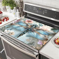 HOMETITUTE Dragonfly Stove Top Cover 28x20 Blue Metallic Diatomite Mat