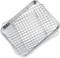 P&P CHEF 9 Inch Toaster Oven Pan Tray with Wire Rack, 2 PCS | Baking Sheet Pan + Cooling Rack for Cooking/Roasting, Dishwasher Safe & Rust Free, Non-toxic & Sturdy