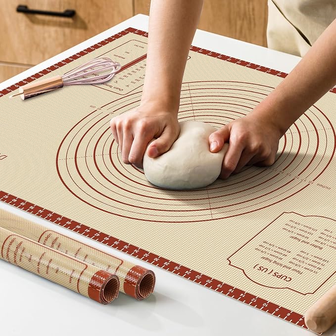 DANIA & DEAN 36"x24" Extra Thick Silicone Baking Mat for Pastry and Bread | Non-Slip & Non-Stick Mat with Measurements, for Pizza, Pie Crust, Dough Rolling, Pasta & Sourdough, Reusable Counter Sheet