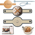 Silicone Bread Sling for Dutch Oven, 2-Pack 7.2" Long Handle Sourdough Baking Mat, 500°F Heat Resistant Dough Transfer Slings with 10 Parchment Sheets & 2 Cable Ties