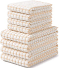 Homaxy Kitchen Towels and Dishcloths Set, Set of 8, Apricot | Cotton Terry Kitchen Dish Towels, Super Soft and Absorbent Dish Cloths, 16 x 25 and 12 x 12 Inches