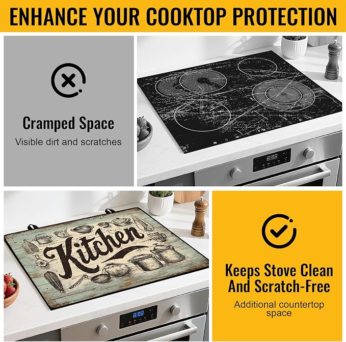 NYZE Stove Top Cover, Electric Glass Cooktop Protector for Kitchen | Flat Top Cooktop Protector Extra Counter Space
