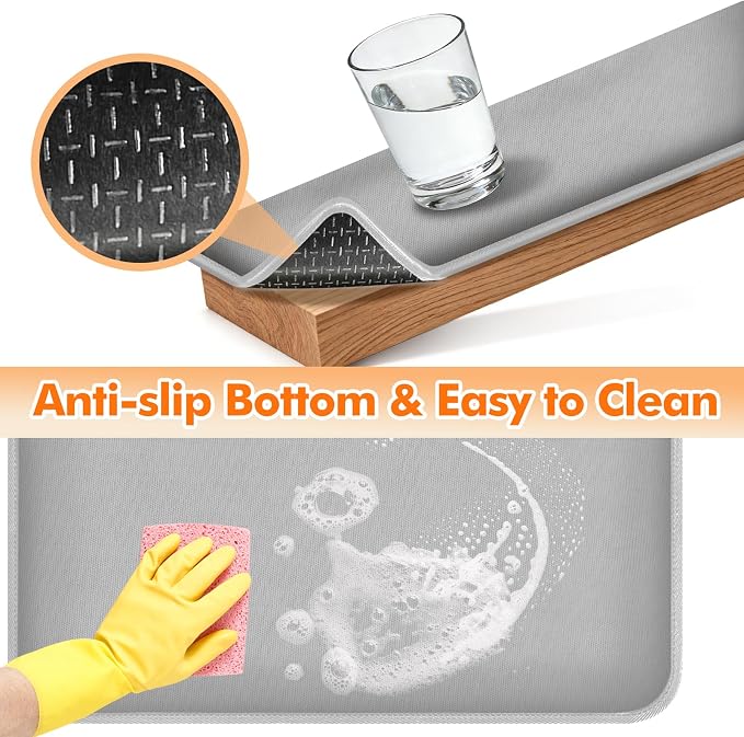 Non-slip Air Fryer Mats for Countertop, 2mm Thick, 14x12 in, Gray | 1022°F Fireproof mat, heat resistant mats for countertop, non-slip silicone bottom, air fryer accessories for ninja, cosori