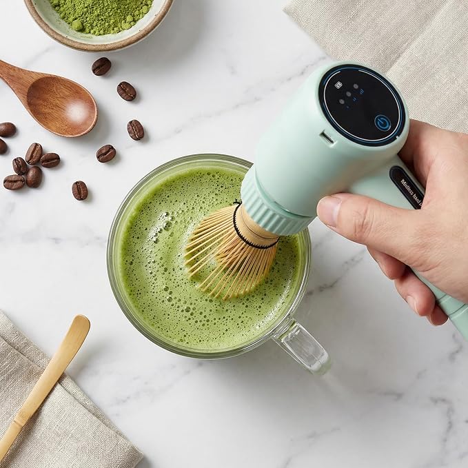 Clay&Fire Matcha Whisk, Portable Electric Powered Whisk for Matcha Powder | Versatile Matcha Shaker for Cooking Tasks, Making Cakes,Whipping Cream (Sage green)