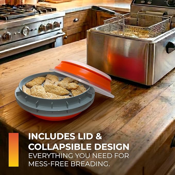 CanCooker Collapsible Plastic Batter Bowl | Mess-Free Breading Shaker Container & Mixer | Ideal for Fish Fry, Fried Chicken, Onion Rings, Wings & More | Breading Shaker Container & Mixer | Ideal for Fish Fry Fried Chicken & Wings