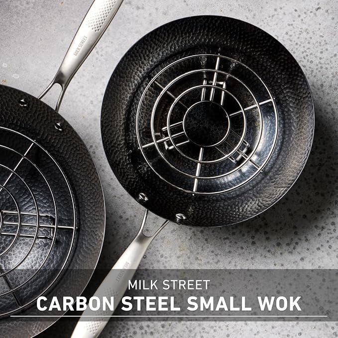 Milk Street 3-Piece 10.5-Inch Small Hammered Carbon Steel Wok