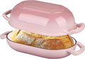 VORRINGARD Enameled Cast Iron Sourdough Bread Oven, Dutch Oven, Loaf Cast Iron Bread Pan for Homemade Bread Baking, Meatloaf Pan with Lid, 5QT, Pink