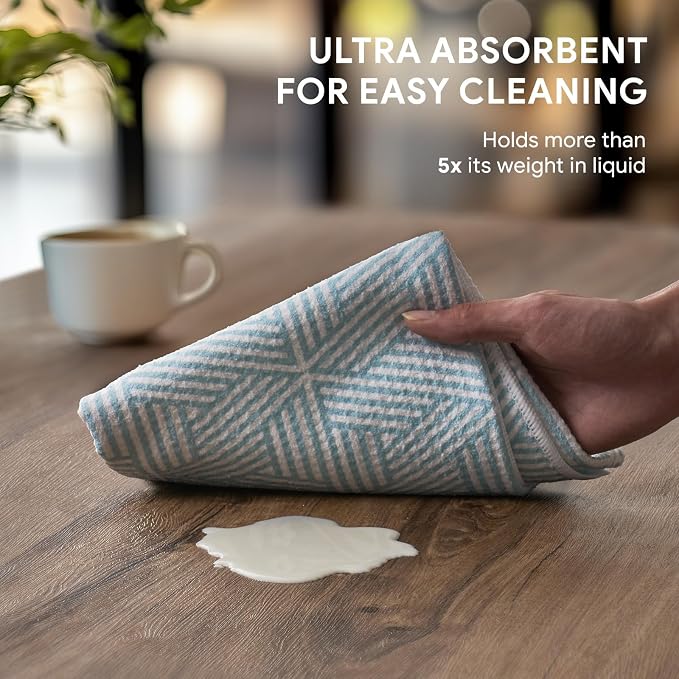 RECYCO Waffle Kitchen Towel Set of 2 - Quick Dry Microfiber Sustainable Dish Towels - Ultra Absorbent Reusable Cleaning Tea Towels - Lightweight Hand Towels,16”x 28”, Modern Maze