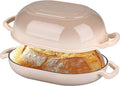 VORRINGARD Enameled Cast Iron Sourdough Bread Oven, Dutch Oven, Loaf Cast Iron Bread Pan for Homemade Bread Baking, Meatloaf Pan with Lid, 7QT, Latte