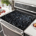 HOMETITUTE Stove Top Cover 28x20 Black Baroque Floral Diatomite Mat
