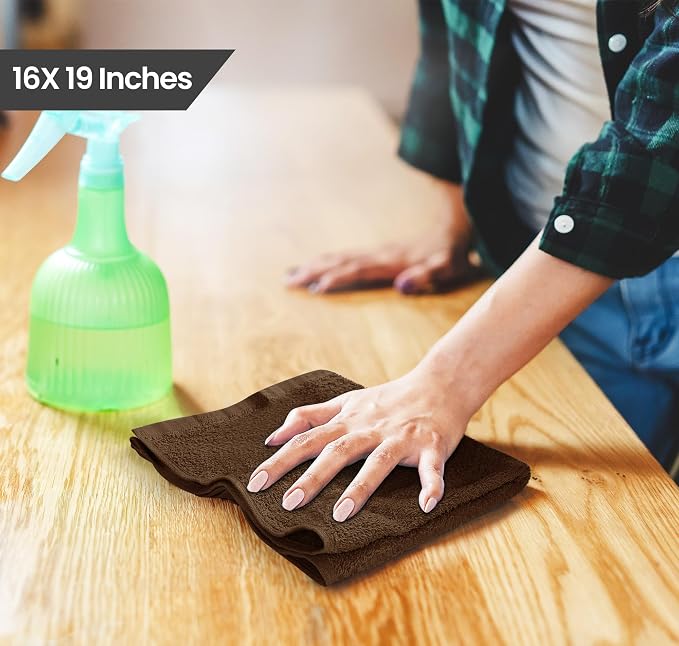 Utopia Towels Kitchen Bar Mops, Pack of 36, 16 by 19 Inches, 100% Cotton Super Absorbent Brown Towels, Multi-Purpose Cleaning Towels for Home and Kitchen Bars