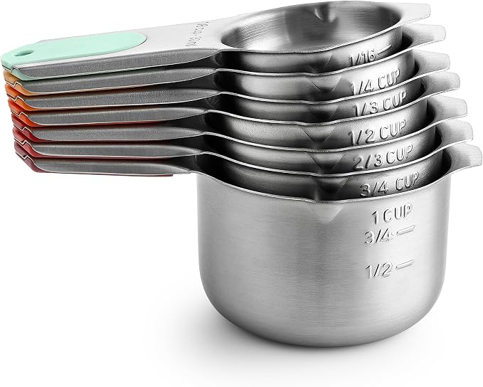 Spring Chef Magnetic Stainless Steel Measuring Cups Set of 7, Desert Sunset | Patented Metal Measuring Cups for Measuring Dry or Liquid Ingredients, Easy to Read Markings, Dishwasher Safe Magnetic Cups