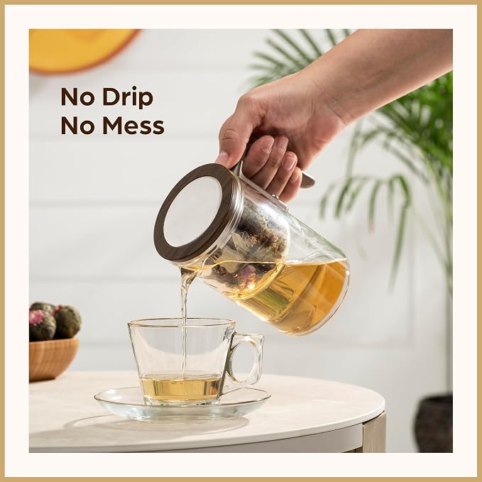 Magic Tea Pot - Modern Glass Infuser Tea pot - Water Separation Enchanted Teapot with Heat-Resistant Handle - Elegant Gift Box & Writable Card - Perfect for Loose Leaf Tea - 1000 ML (34oz)