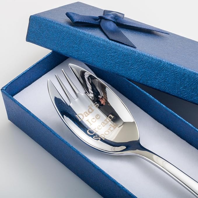Alata Spork Gift for Dad, 1-Pack Food-grade Stainless Steel Spork, 5.7 Inches Salad Forks For Dessert, Ice Cream, Salad, Soup, Noodle, Spaghetti, Dishwasher Safe