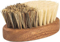 SAMEBUTECO Fruit & Vegetable Cleaning Brush with Acacia Wooden Handle, Dual Bristle Produce Scrubber with Sisal and Palm Fibers, Oval Easy-Grip Design, Single Brush with Box,Brown