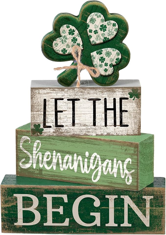 Lineshading 4 Pcs Wooden Tiered Tray Decor I Love You Block Signs Rustic | Farmhouse Tabletop Decoration, Rustic Accents, Valentine Display, Romantic Gift, Stackable Design for Tiered Tray Shelf
