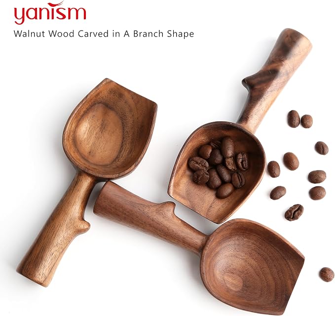 Walnut Coffee Scoop,Wooden Coffee Bean Measuring Spoon,10g Capacity,Natural Wood Coffee Scoop for Tea,Sugar & Powder,Rustic Kitchen Gift for Coffee Lovers