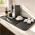 Caketime 2 In 1 Silicone Coffee Bar Mat Accessories for Ninja Coffee Maker with Detachable Dish Drying Rug Kitchen Counter Under Sink Drainer Appliances Dorm Room Decor 16"x24" Extra Large Black