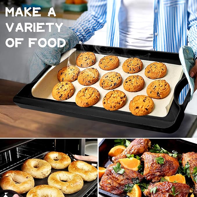 GGC Cast Iron Reversible Griddle | Double-sided Griddle Pan for Stove Tops and Gas Grills, 20"x 10.5" Flat and Ribbed Griddle Plate for Cooking