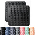 2 Pack Caketime Silicone Dish Drying Mat for Kitchen Counter Under Sink Protector Organizers Cooking Baking Espresso Machine Accessories Coffee Mats Appliance Stone Rack Trays Drain 12"x12" Black