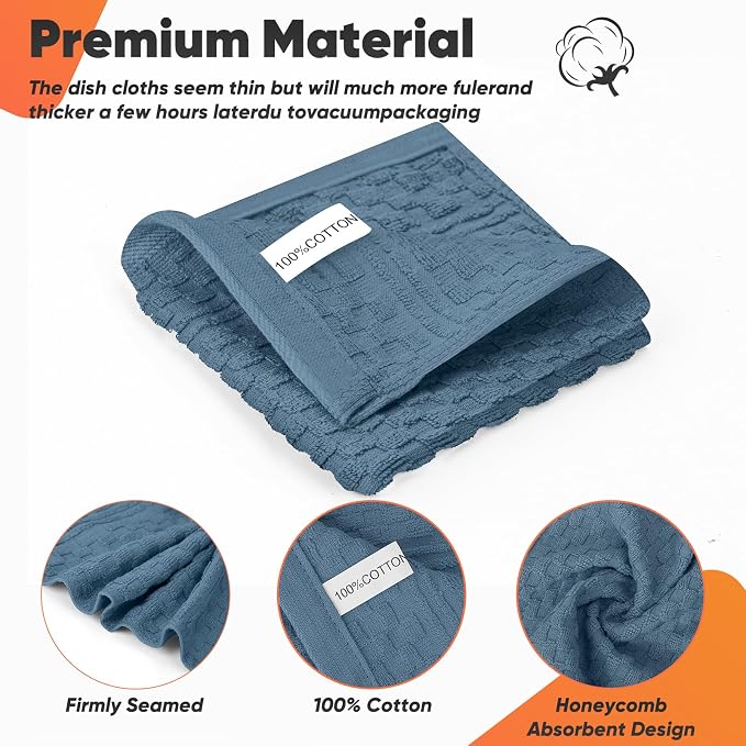 Oven Mitts Kitchen Towels and Dishcloths with Pot Holders Sets, Oven Gloves Hot Pads 500°F Heat Resistant with Silicone Grip, Include 2 Cooking Gloves/2 Potholders/4 Kitchen Towels/4 Dish Towels