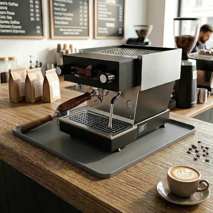 ZJWZLG Silicone Coffee Mat for Countertop, 16x16 inch - Heat Resistant Espresso Machine Mat with Raised Edge, Non-Slip Waterproof Station Pad, Compact Coffee Bar & Kitchen Accessories - Grey
