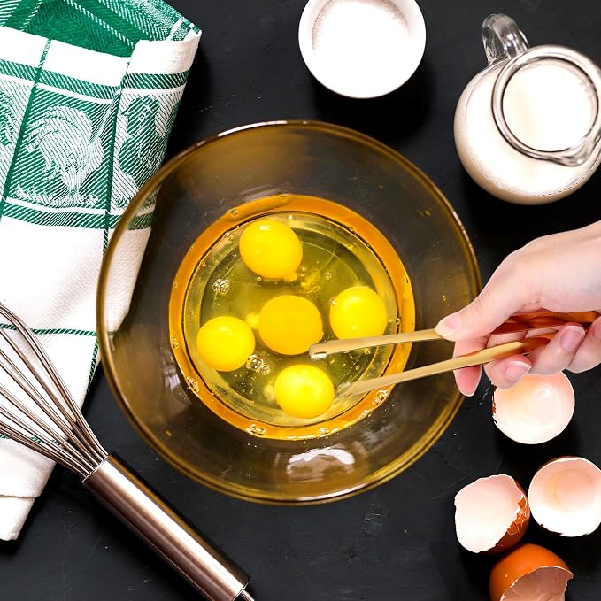 Yuanchu 2 Pcs Egg Chalaza Remover Tongs, Egg Chalaza Remover Tools | Toothed Design Eggshell Fragment Remover Tool, Stainless Steel Multipurpose Kitchen Utensil for Baking Cooking Pastry Chefs