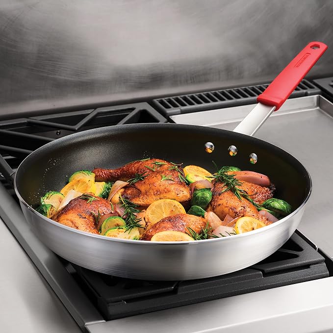 Tramontina Professional 14-Inch Non Stick Extra Large Frying Pan | Heavy-Gauge Aluminum Skillet with Reinforced Nonstick Coating, Red Handle, Dishwasher and Oven Safe, Made in Brazil