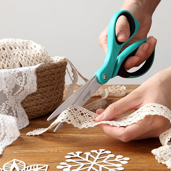 LIVINGO All Purpose Scissors 8.5" Office Craft Shears 3 Pack | Sharp Stainless Steel Blade, Comfortable Grip, School Home Use, Paper Fabric Sewing Projects