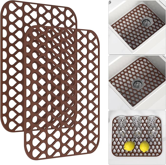 TOOVEM 13.6 ''x 11.6''Sink Protector for Kitchen, 2Pcs Silicone Sink mat | 2 Pcs Sink Protectors for Kitchen Sink, Non-Slip Silicone Sink Mats Protect, Stainless Steel Bottom of Kitchen Sink