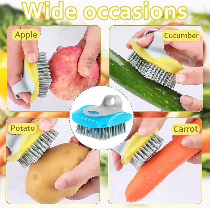 Tatuo 3 Pcs Vegetable Brush Potato Scrubber Vegetable Scrubber for Food | Flexible Bristles Kitchen Brush Silicone Hard and Soft Side Cleaning Fruit Tools for Potatoes, Carrots Kitchen Gadgets Set