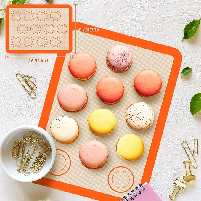 Silicone Baking Mat Set of 5, Nonstick & Reusable | Pastry Mat, Silicone Bread Sling & Loaf Pan Liners for Bread, Macaron Baking Mat for Cookie, Macarons
