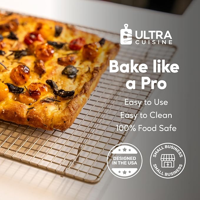 Durable Cooling Rack for Cooking and Baking - 11.5" x 16.5" | Professional Grade Premium 100% Stainless Steel, Baking Rack, Roasting, Grilling, Dishwasher Safe, Oven Safe, Wire Rack