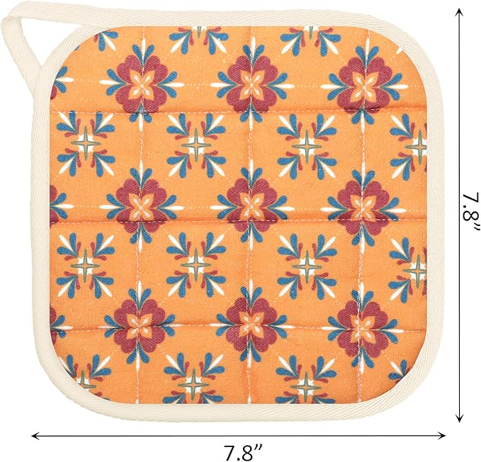 6 Pack Pot Holders 100% Cotton Heat Resistant Potholder, Machine Washable Pot Holder, Hot Pads, Table Pads for Cooking Baking (L)