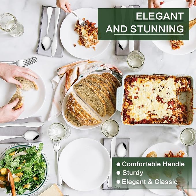68 Pieces Silverware Set with Serving Utensils Set, CEKEE Stainless Steel Flatware Set for 12, Heavy Duty Cutlery Set, Kitchen Utensil Sets for Home Restaurant, Mirror Finish, Dishwasher Safe