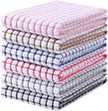 Mordimy Cotton 6 Pack Terry Kitchen Towels, 16 x 25 Inches | Super Soft and Absorbent Dish Towels, Quick Drying Hand Towels for Kitchen Drying, Black/Grey/Blue/Pink/Red/Brown