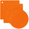 Silicone Trivet Pot Mat, Silicone Pot Holders for Hot Pan and Pot Pads. Heat Resistant Counter Mats for Tables Placemats,Countertops, Spoon Rest and Large Coasters (4Pack Orange)