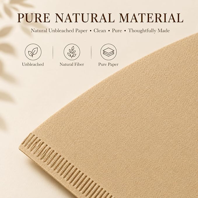 100 Count Coffee Filters #4 Cone, Unbleached Paper for 8-12 Cup Brewers | 100 count value, #4 Size, Unbleached Paper, Fine Filtration, Smooth Brew, Drip & Pour Over Compatible