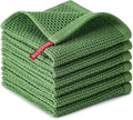 Kitchen Towels 6-Pack Kitchen Dish Cloths,100% Cotton,12x12 In,Grass Green | Towels Waffle Weave,Ultra Soft Absorbent, Quick Drying