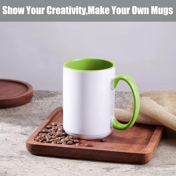 TANGLONG 12PC 15oz Sublimation coffee Mugswith Box -6 White and 6 Black | Ceramic Cup for for Coffee, Tea, Latte, Soup,Sublimation Blanks,Tazas Para Sublimar,Heat Sensitive Coffee Mugs,homemade gifts