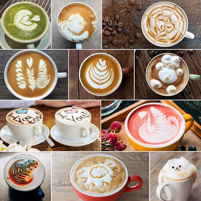 Milk Frothing Pitcher, 600ml/20oz Steaming Pitchers Stainless Steel Milk Coffee Cappuccino Latte Art Barista Steam Pitchers Milk Jug Cup with Decorating Art Pen, Matte White