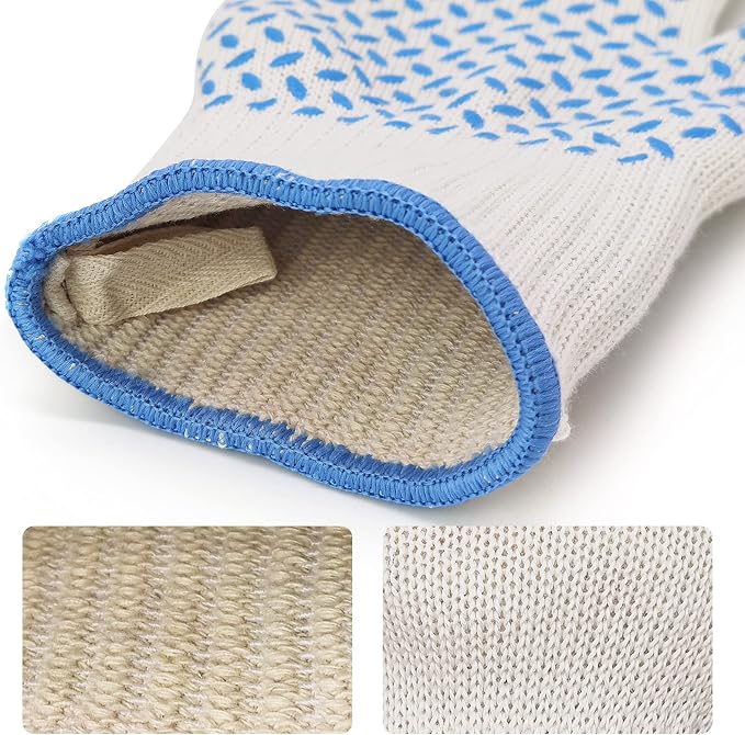 DEYAN Oven Gloves with Fingers, 932°F Heat Resistant Oven Mitts | Heat Proof & Cut Resistant Gloves with Non-Slip Silicone Grip for Kitchen Cooking, BBQ, Grill, Baking