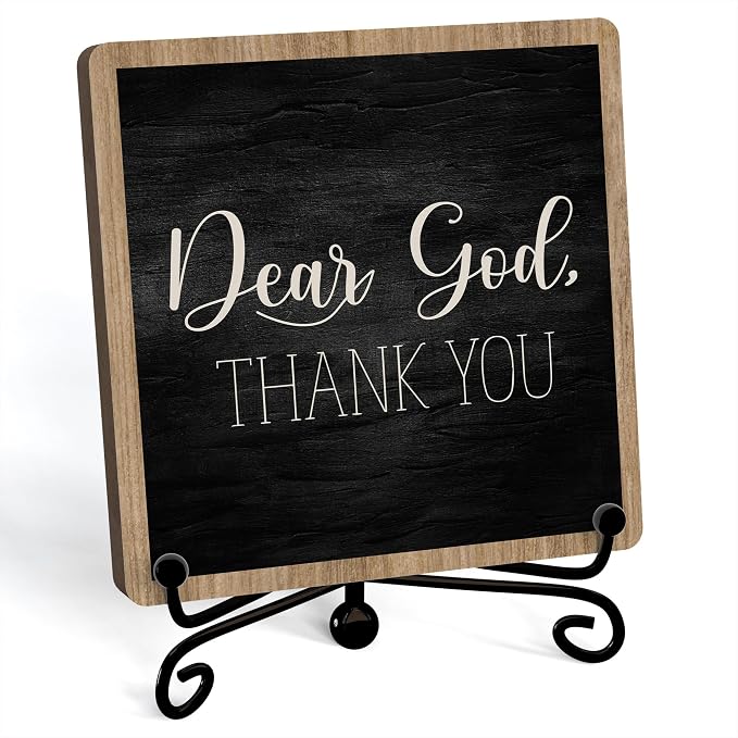 Modern Farmhouse Decor, Home Decor For Living Room, Boho Chic Aesthetic Shelf Decorations, Christian Dear God Sign, Farm House Entryway Tv Stand Fireplace Coffee Table Decoration (01)
