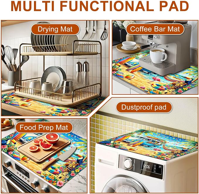 HOMETITUTE Summer Stove Top Cover 28x20 Surfboards Flamingo Heat Resistant